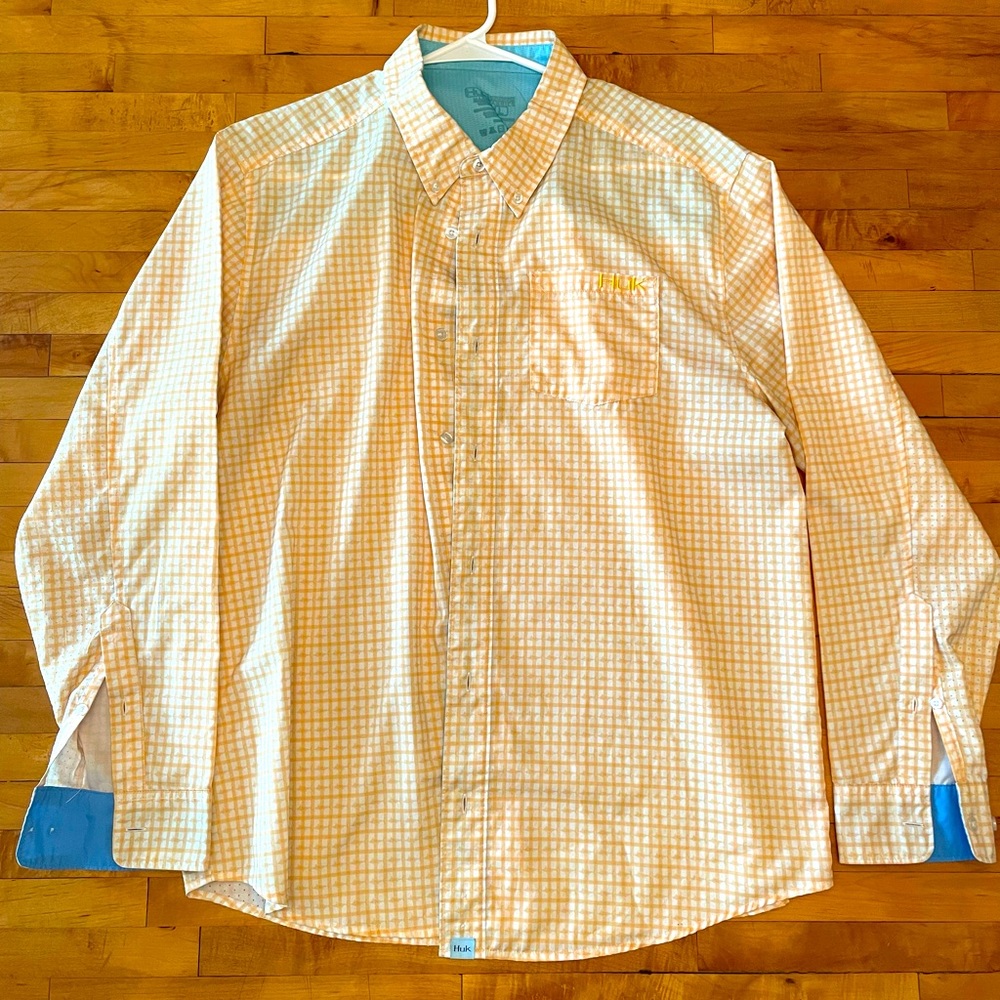 Huk Gold and White Buttoned Down Casual Shirt